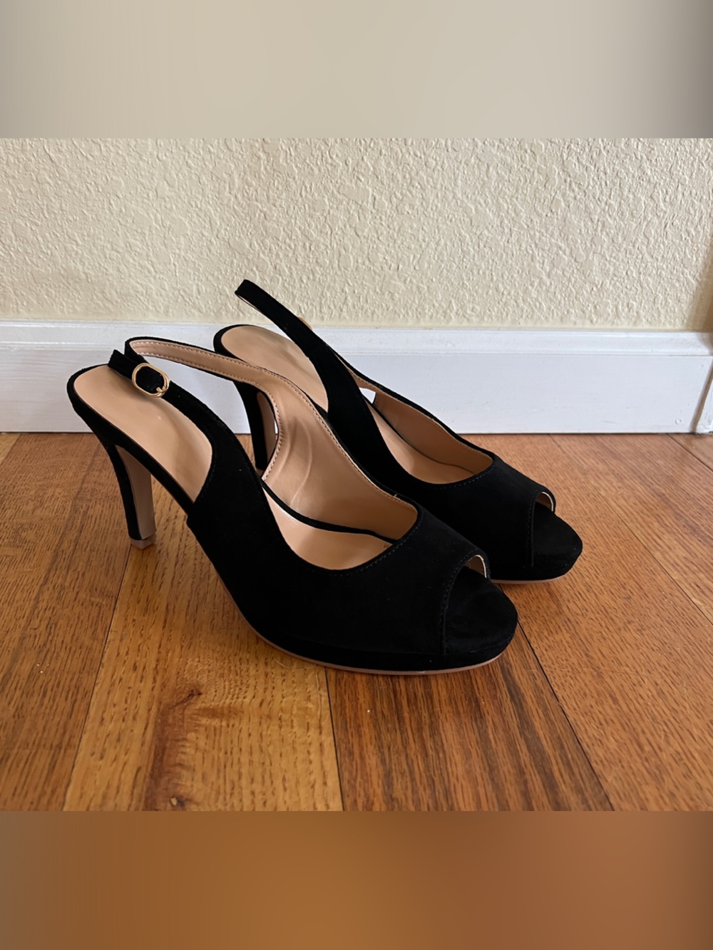 Elegant Black Peep-Toe Slingback Heels - Women